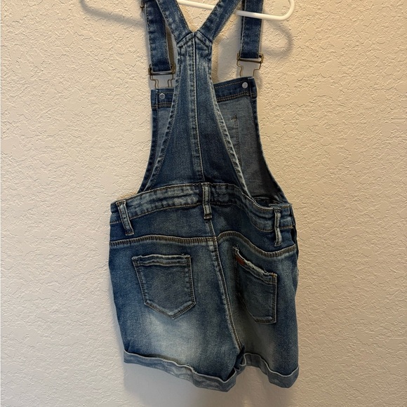 Sitmptol Girls little big kids distressed BF jeans denim overalls size 7/8 years - Picture 3 of 3